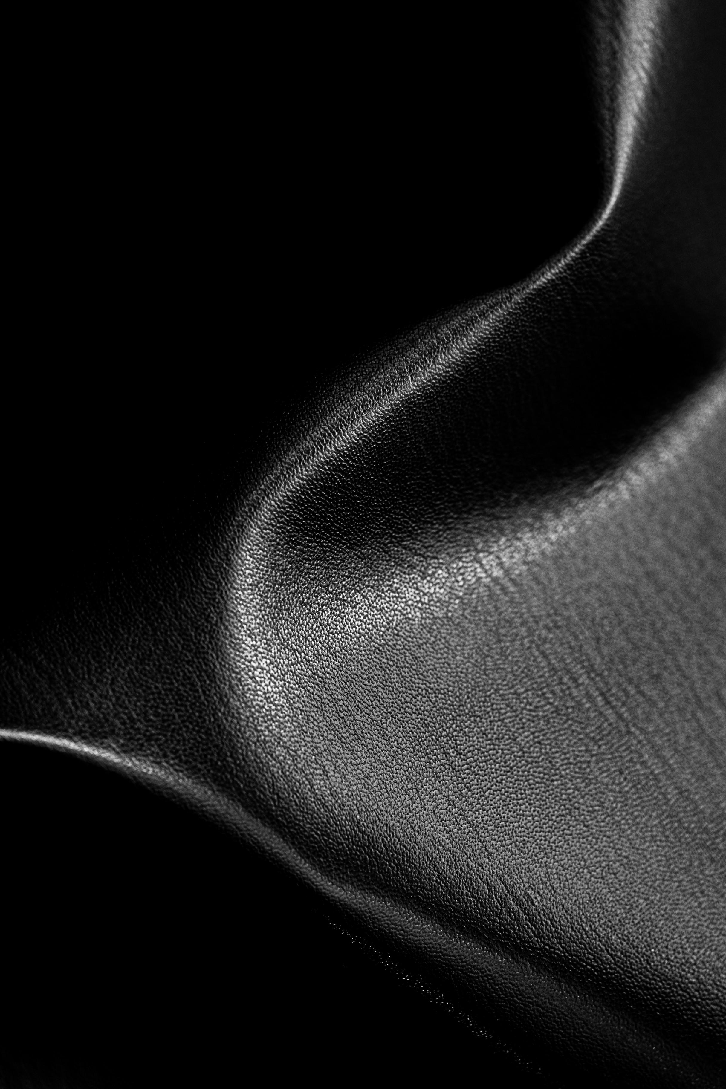 black plant based leather closeup