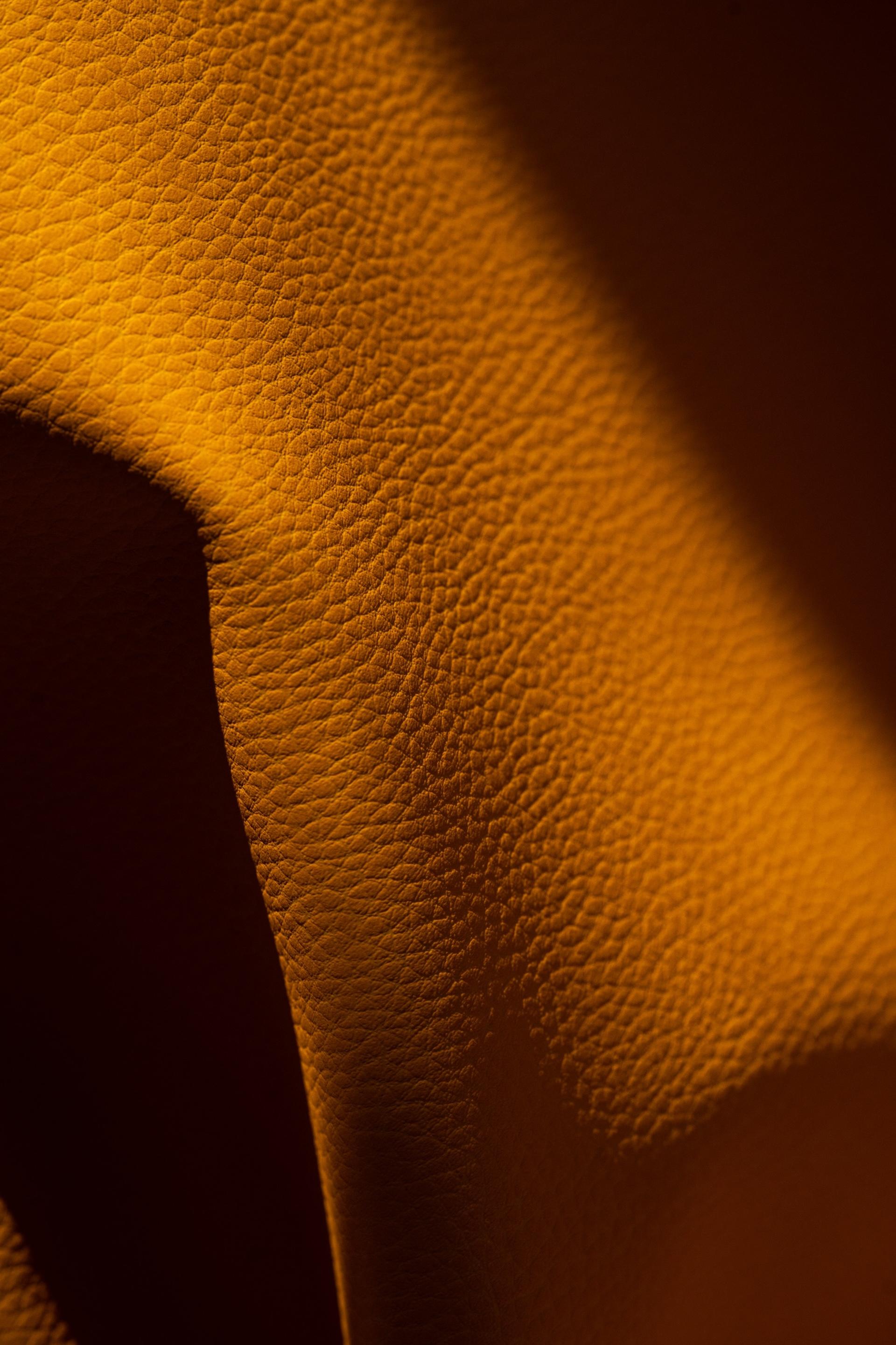 orange plant based leather closeup