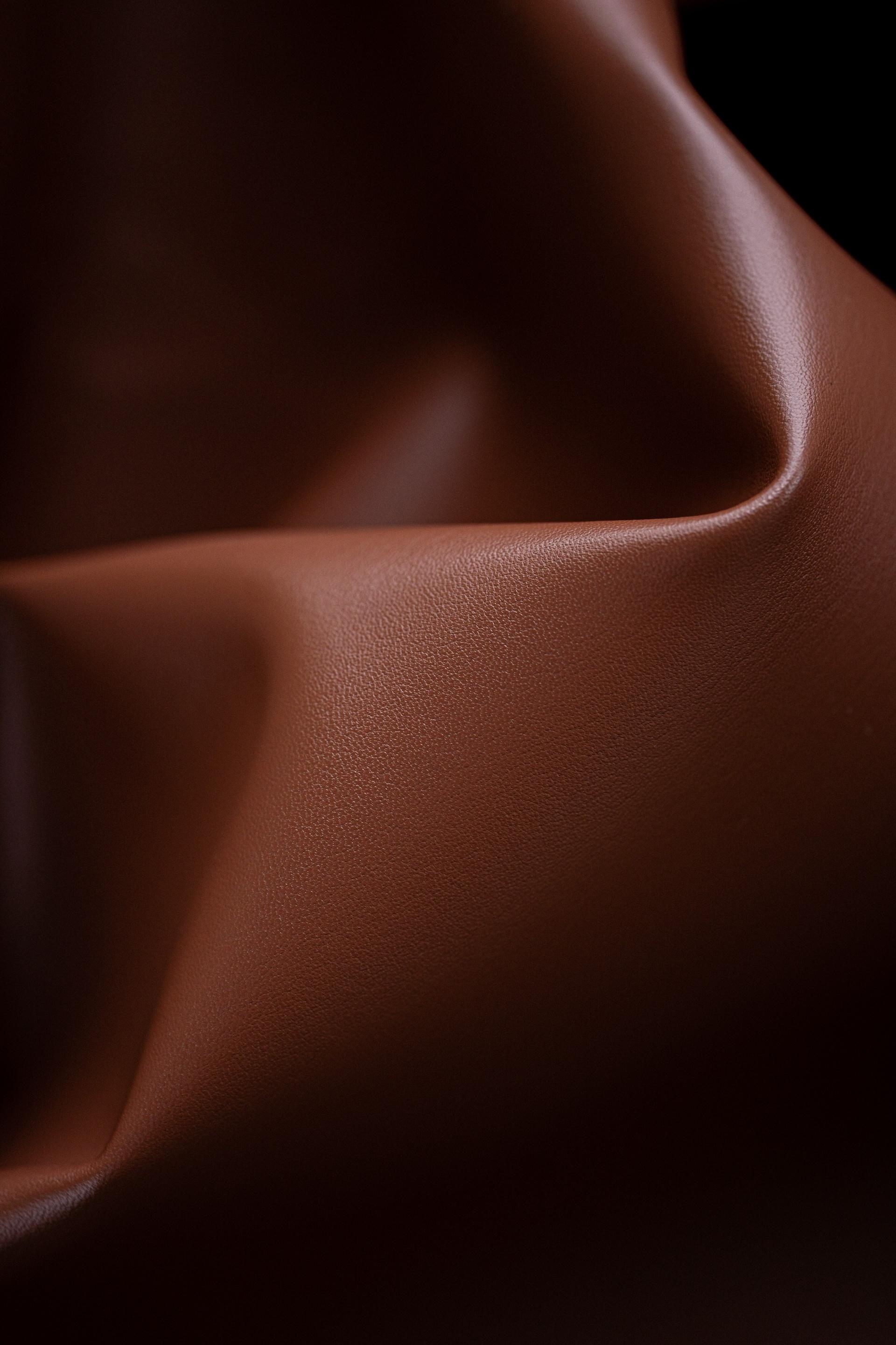 dark brown plant based leather closeup