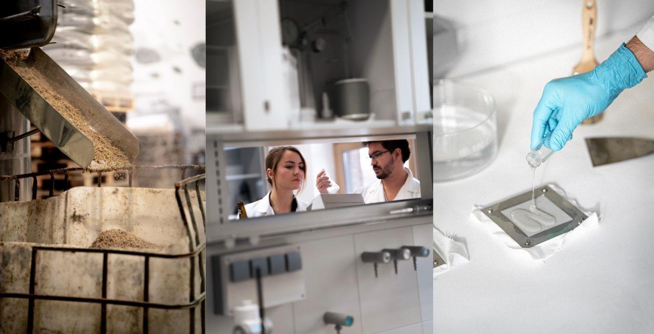 Young couple of scientists in a lab