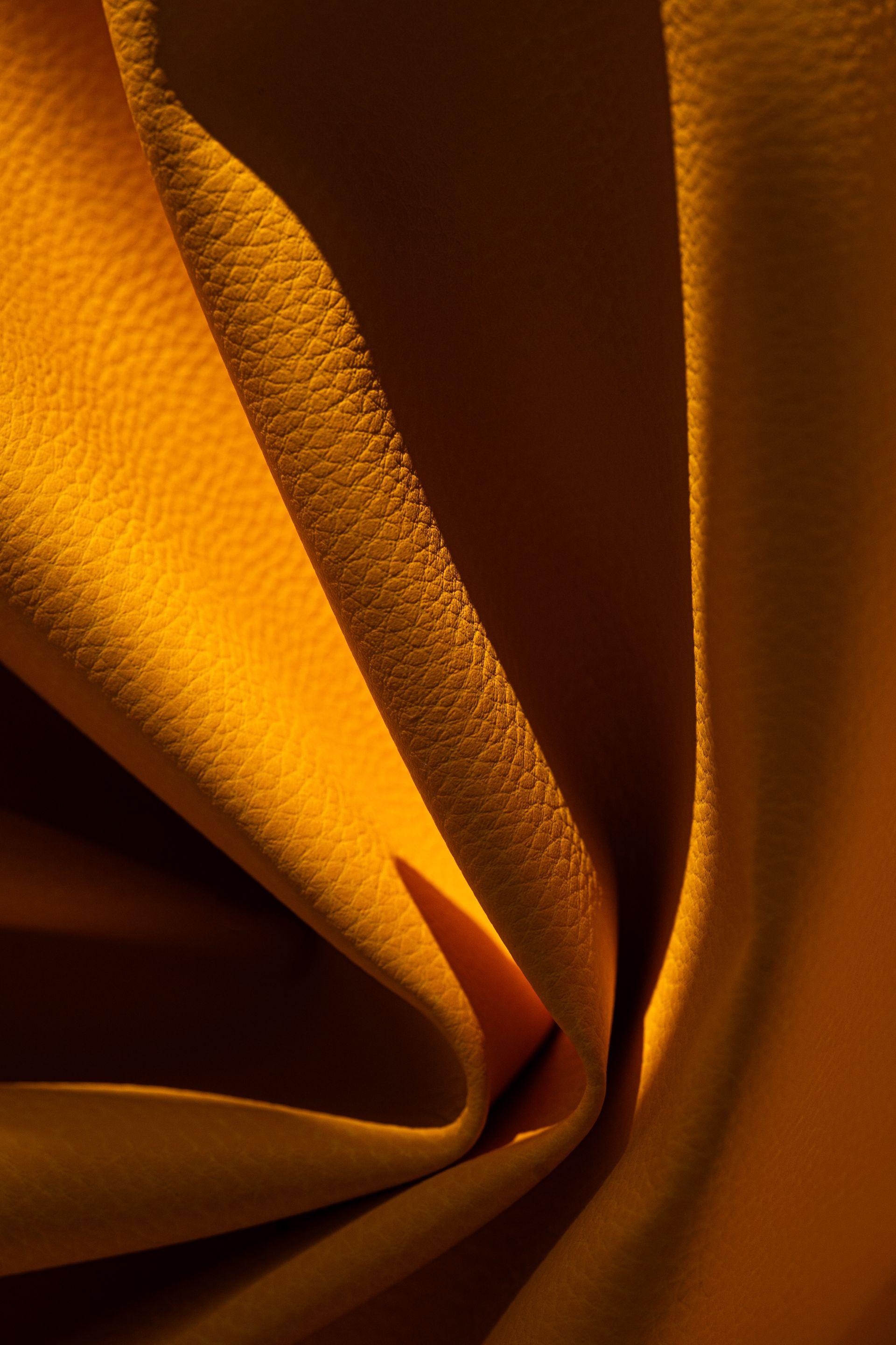 yellow imitation leather closeup