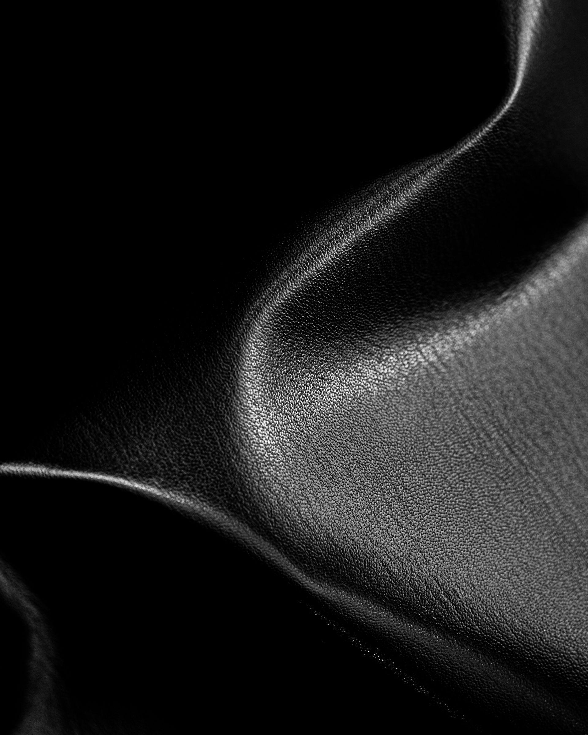 black artificial leather closeup