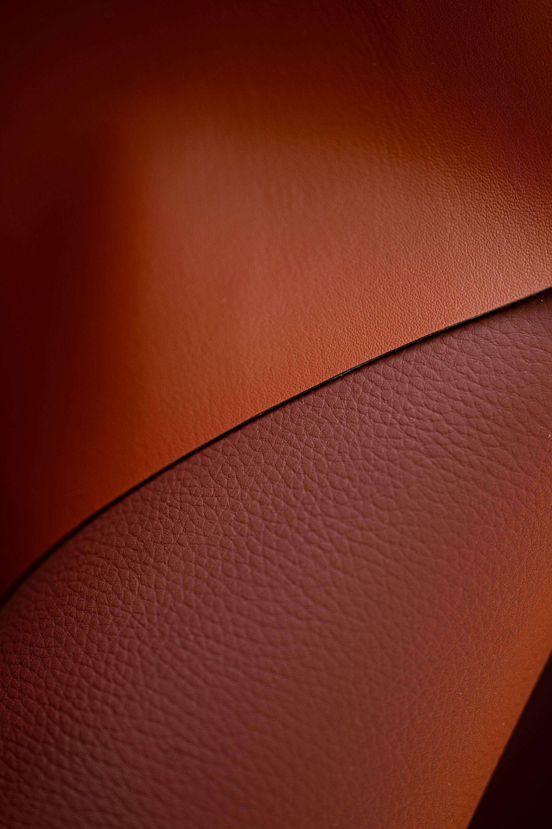 Two brown plant based raw leathers closeup with texture